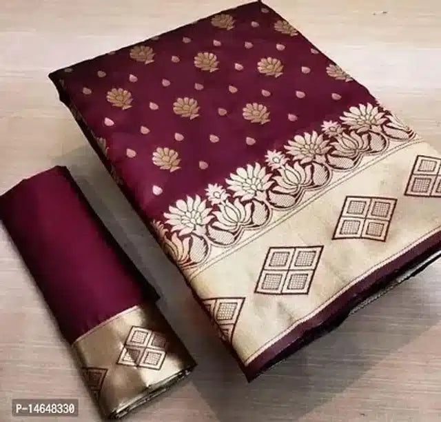 Jacquard Printed Saree For Women Red, 6.3 M