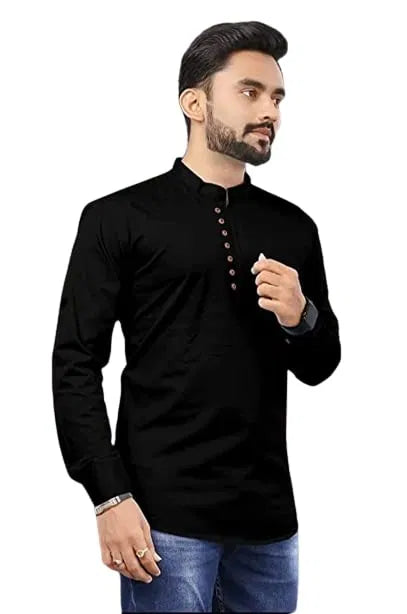 Men's Slim Fit Full Sleeve Cotton Short Kurta Pack Of 3