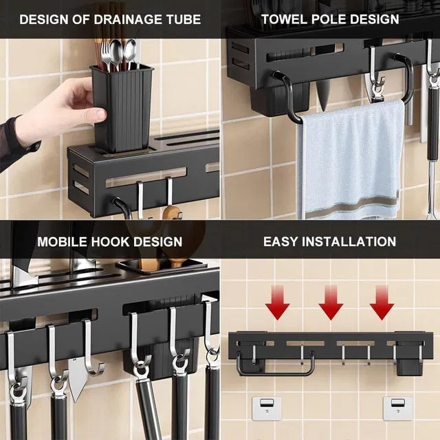 Wall Mounted Magnetic Knife Holder Cutlery Organizer