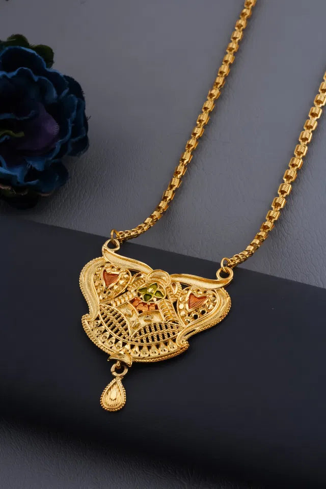 Traditional Gold Plated Ki Mala Design With Chen Ladi Long Mangalsutra