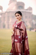 Banarsi Silk Saree For Women Maroon, 6.3m