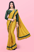 Lycra Blend Solid Saree For Women Sea Green, 6.3 M