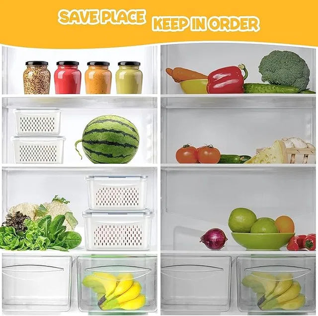 Refrigerator Storage Containers With Airtight Lid - Fridge Organize...