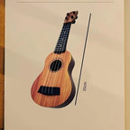 Mini Wooden Finish Plastic Guitar Music Instrument With 4 Strings C...