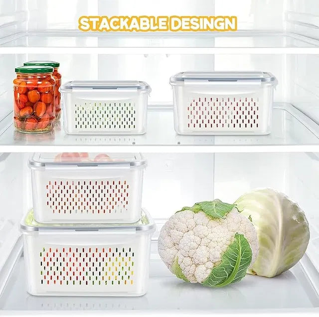 Refrigerator Storage Containers With Airtight Lid - Fridge Organize...