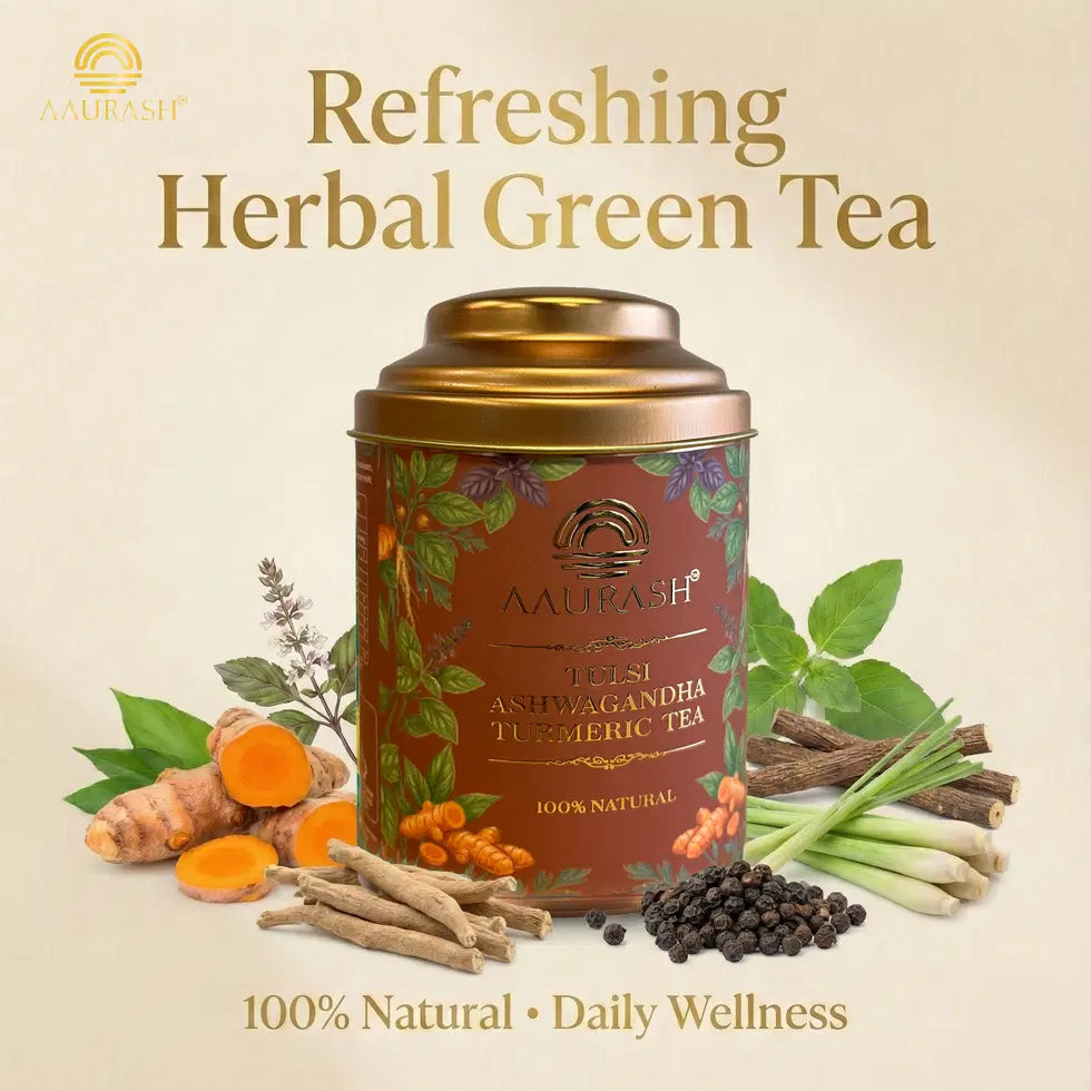 Aaurash Tulsi Ashwagandha Turmeric Tea For Immunity Naturally Caffe...