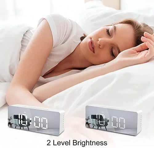 Digital Alarm Clock With Led Display - Snooze, Dimmer Battery Powered