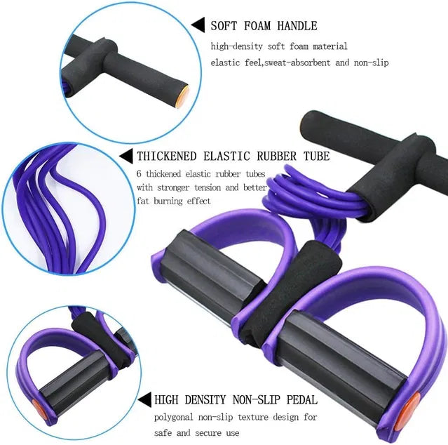 4-tube Yoga Pedal Resistance Band - Full Body Stretching Toning