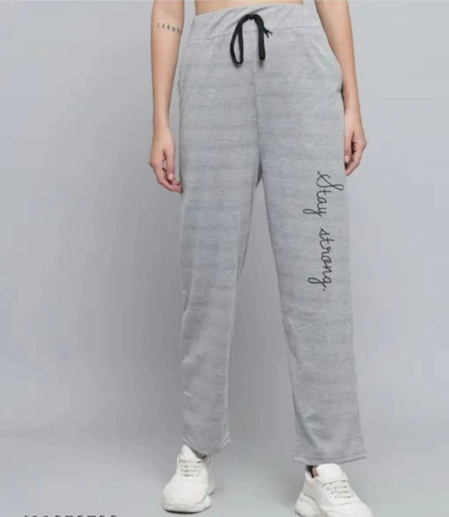 Cotton Blend Straight Fit Trouser For Women Grey, M