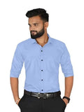 Men’s Sky Blue Slim Fit Formal Casual Shirt Full Sleeve Solid Shirt...