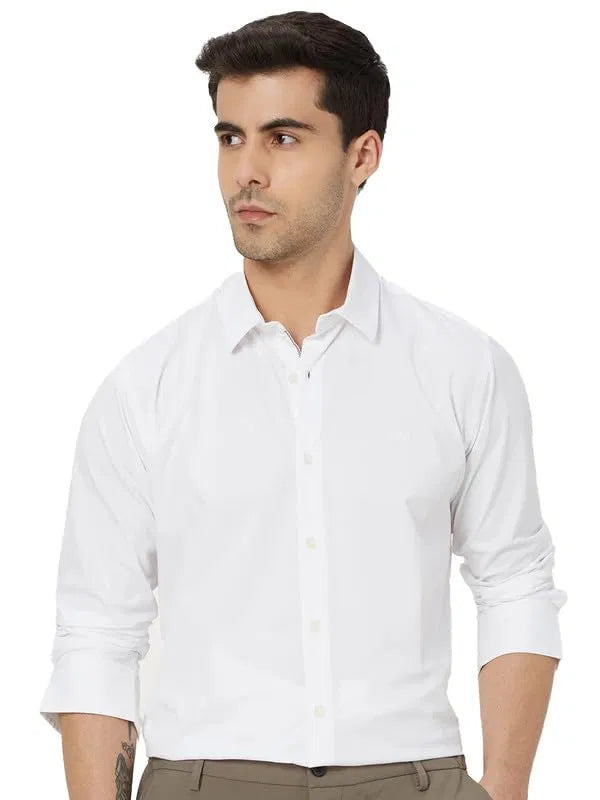 Men’s White Slim Fit Formal Casual Shirt Full Sleeve Solid Shirt Pa...