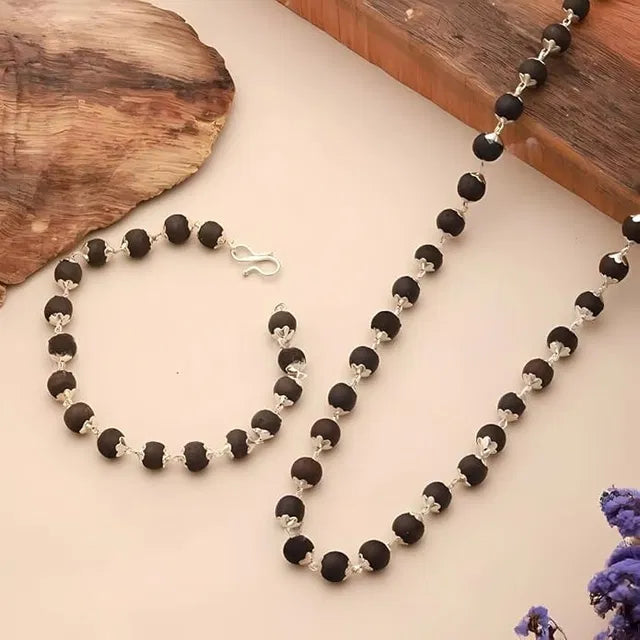 Silver Plated Karungali Mala Karungali Bracelet Combo