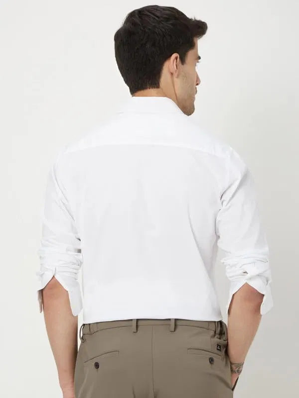 Men’s White Slim Fit Formal Casual Shirt Full Sleeve Solid Shirt Pa...