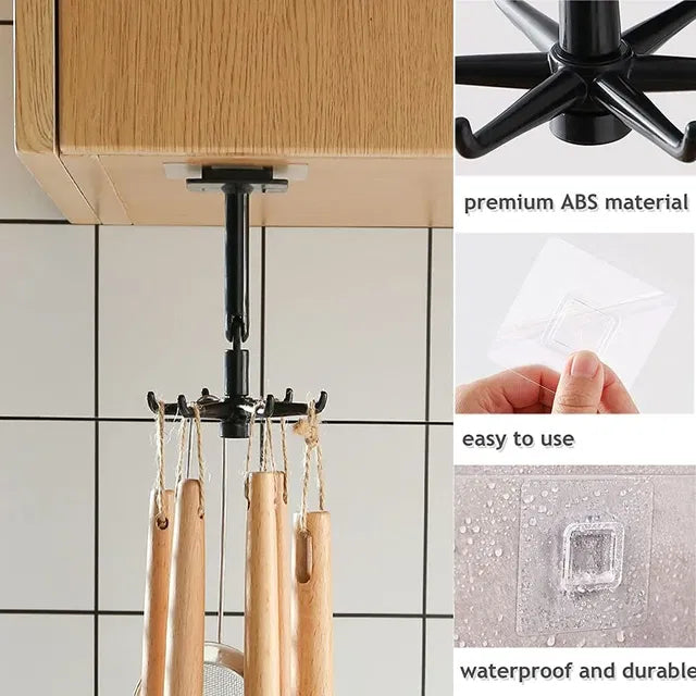 Wall-mounted Adjustable Angle Hook Sticker - Self-adhesive Rotating...