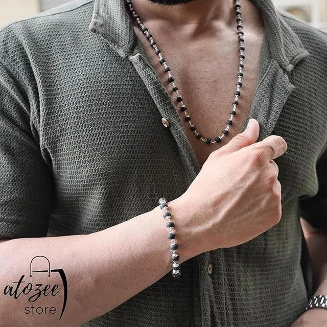 Silver Plated Karungali Mala Karungali Bracelet Combo