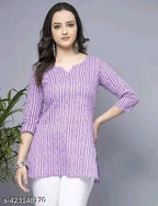Lavender Short Kurti - Stylish Womens Pure Cotton Kurti