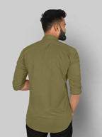 Men’s Mehandi Slim Fit Formal Casual Shirt Full Sleeve Solid Shirt ...