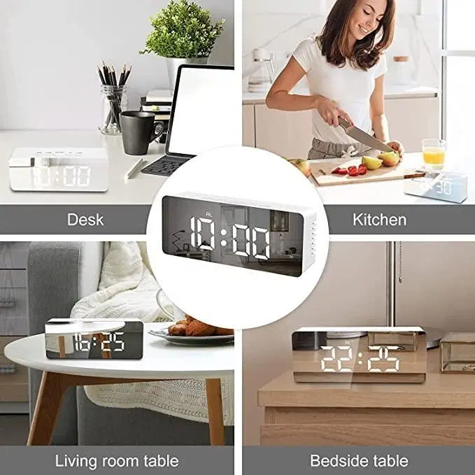 Digital Alarm Clock With Led Display - Snooze, Dimmer Battery Powered