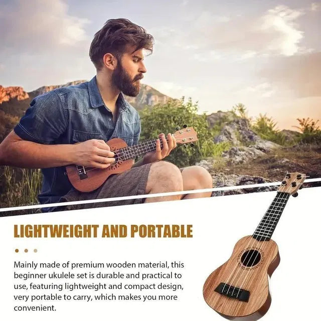 Mini Wooden Finish Plastic Guitar Music Instrument With 4 Strings C...