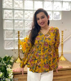Floral Vibe Mustard Empire Top Stylish Comfortable Daily Wear