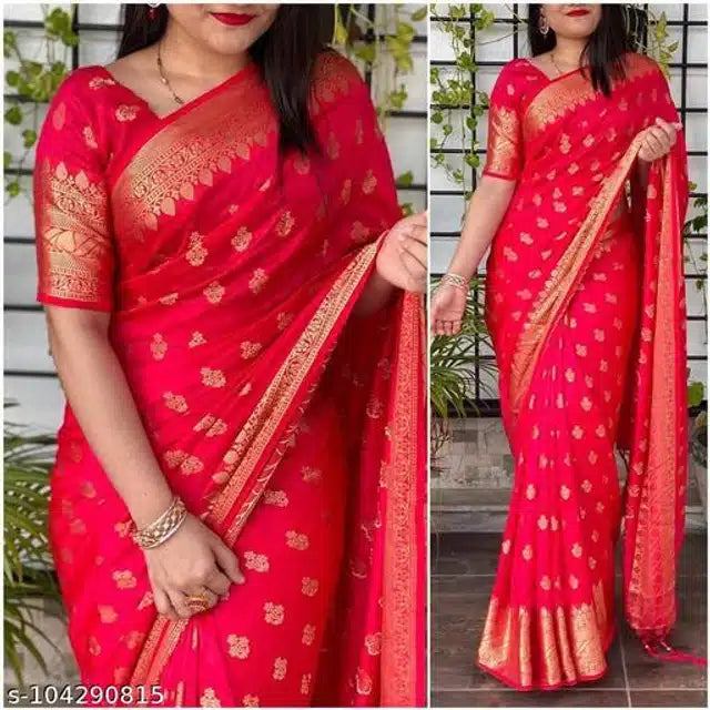 Jacquard Saree For Women Brown, 6.3m