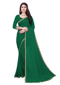 Lycra Blend Solid Saree For Women Green, 6.3 M