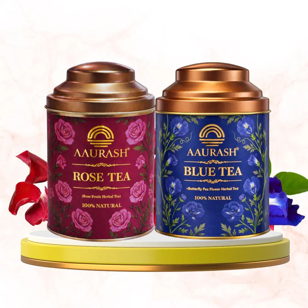 Aaurash Rose Tea Blue Tea Combo Natural Flower Tea Supports Relaxat...