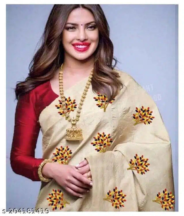 Jacquard Saree For Women (off White, 6.3m)