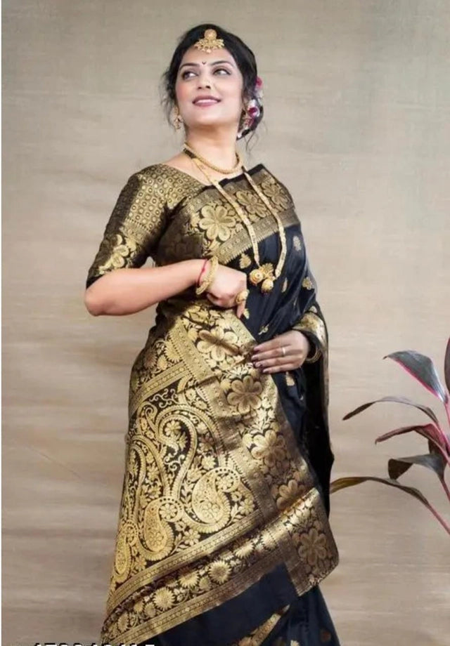 Banarasi Silk Embellished Saree For Women Sea Green, 6.3 M