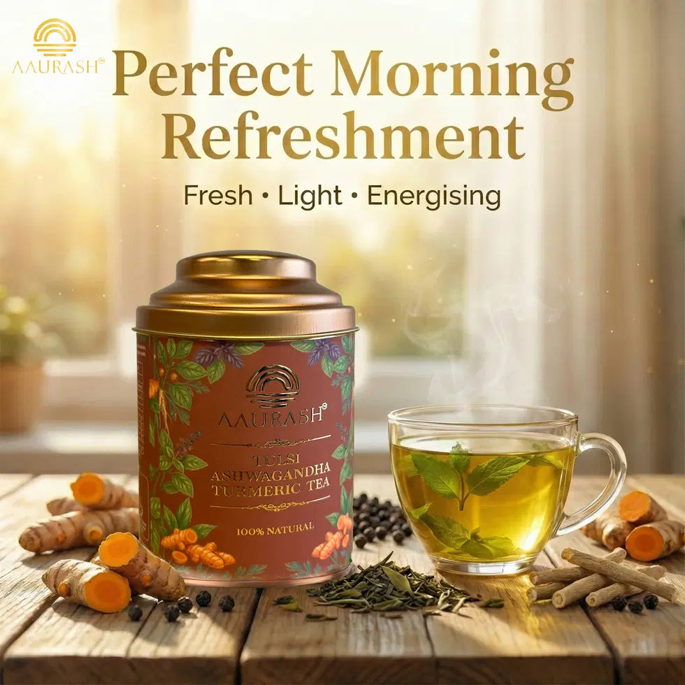 Aaurash Tulsi Ashwagandha Turmeric Tea For Immunity Naturally Caffe...