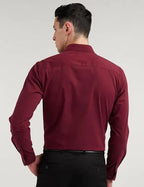 Men’s Maroon Slim Fit Formal Casual Shirt Full Sleeve Solid Shirt P...