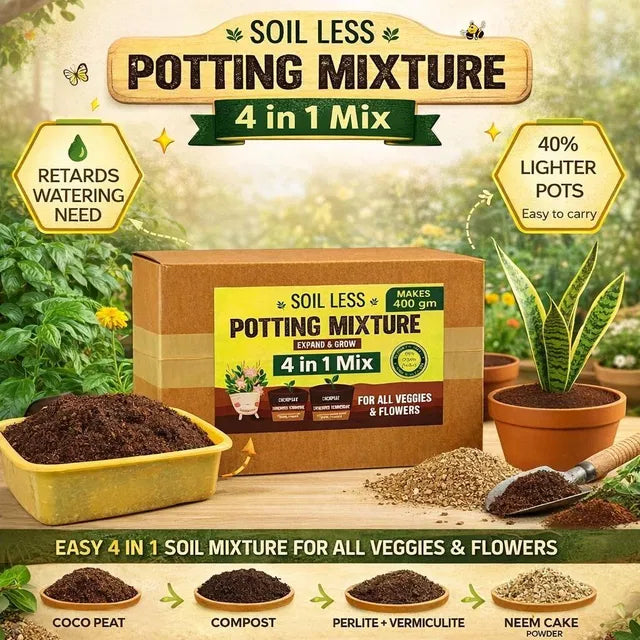 4-in-1 Soil-less Potting Mixture - Cocopeat, Vermiculite, Neem Orga...