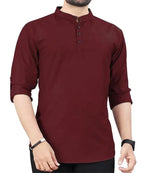 Mens Slim Fit Full Sleeve Cotton Short Kurta Pack Of 3