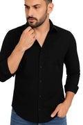 Men’s Black Slim Fit Formal Casual Shirt Full Sleeve Solid Shirt Pa...