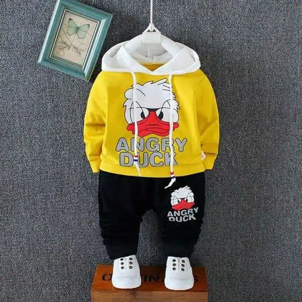 Full Sleeves Hooded Tracksuit For Boys Mustard Black, 3-4 Years
