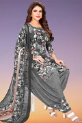 Crepe Printed Unstitched Dress Material For Women Grey, 2 M