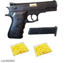 Toy Gun With Plastic Bullets Black Yellow, Set Of 1