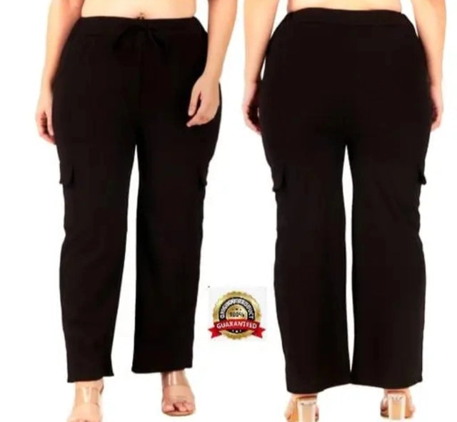 Cotton Blend Straight Fit Trouser For Women Black, S Pack Of 2