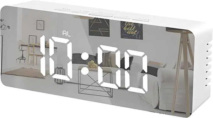 Digital Alarm Clock With Led Display - Snooze, Dimmer Battery Powered