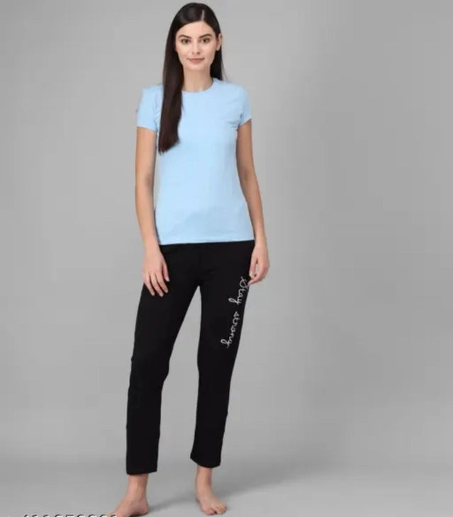 Cotton Blend Straight Fit Trouser For Women Black, M