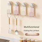 Pot Lid Holder With Suction Cup - Wall-mounted Kitchen Organizer