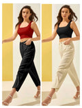 Cotton Blend Solid Top For Women Maroon Black, S Pack Of 2