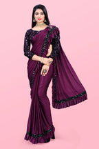 Lycra Blend Solid Saree For Women Sea Green, 6.3 M