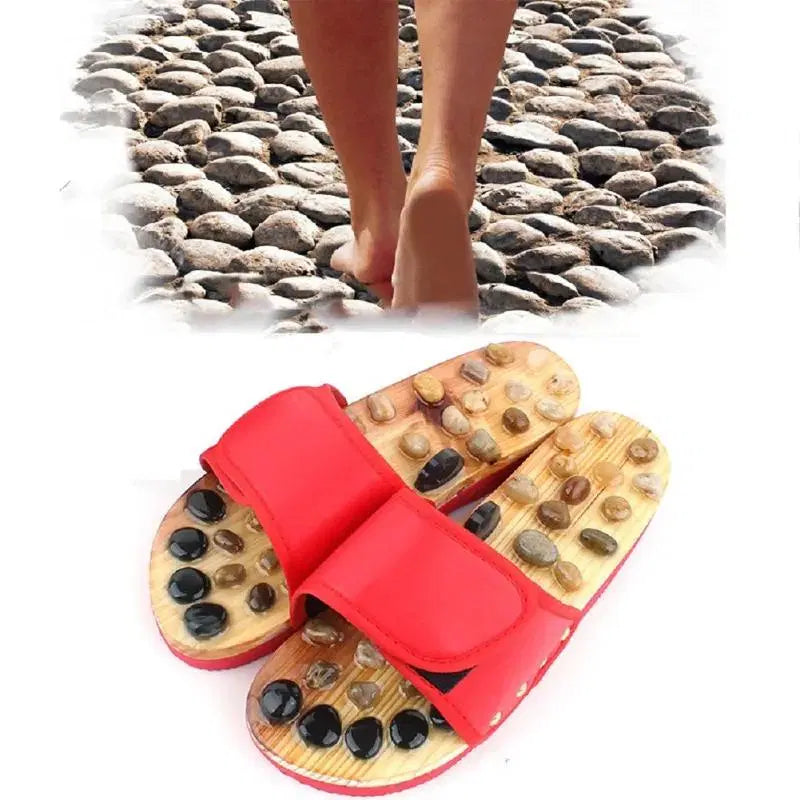 Acupressure Natural Stone Slippers - Foot Pain Relief Red