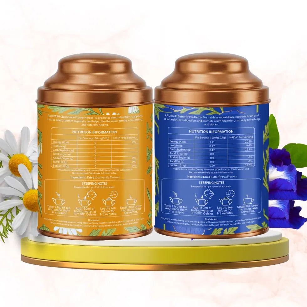 Aaurash Chamomile Tea Blue Tea Combo 100 Natural Flower Tea Caffein...
