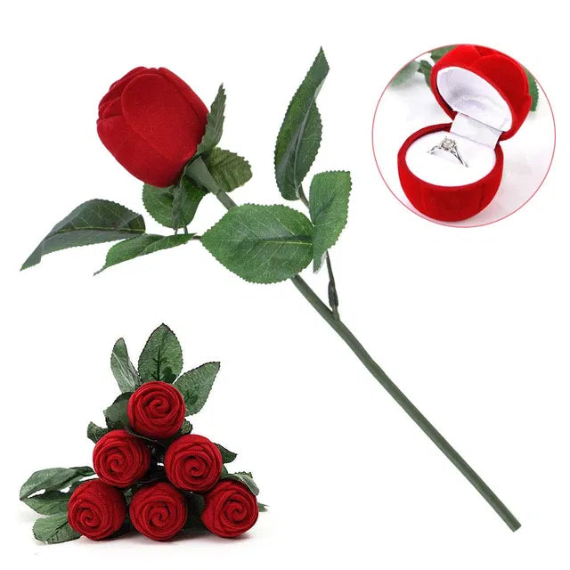 Valentine Special Adjustable Proposal Ring With Velvet Red Rose All...