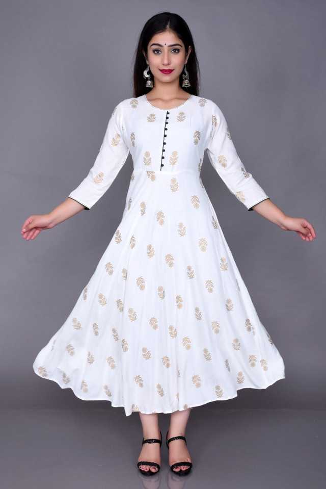 Aman Rayon Kurtis For Women White, S