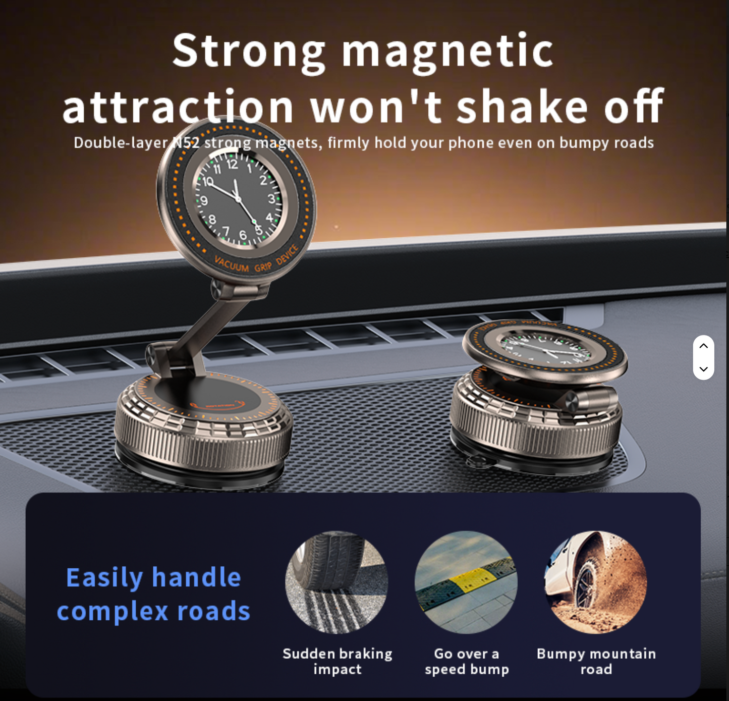 Double-Sided Vacuum Suction Cup Mount With Watch