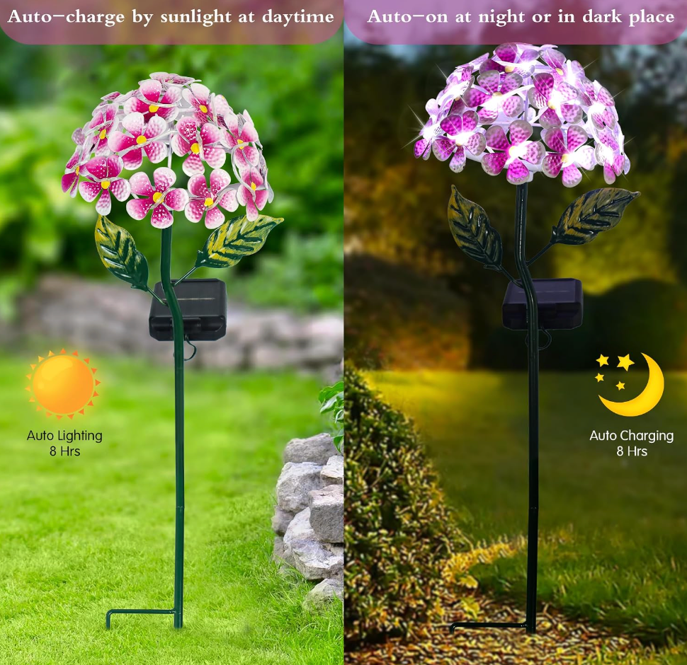 Outdoor Hydrangea Solar Garden Lights