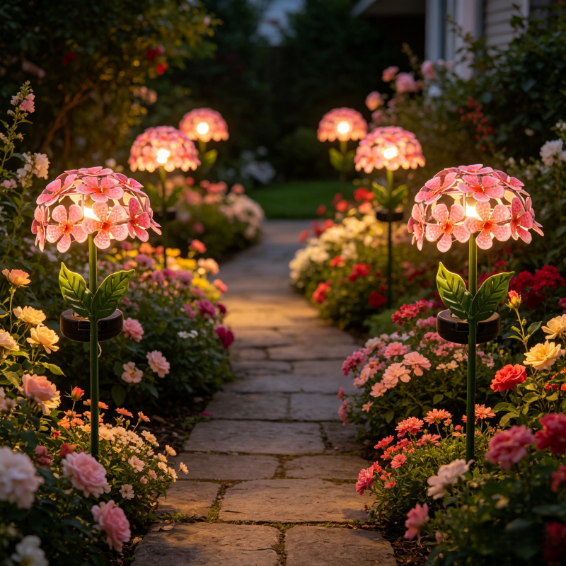 Outdoor Hydrangea Solar Garden Lights
